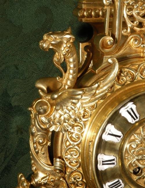 fig 2. ***** SOLD *****Dragon Cartel Clock by Japy Freres - large and superb!